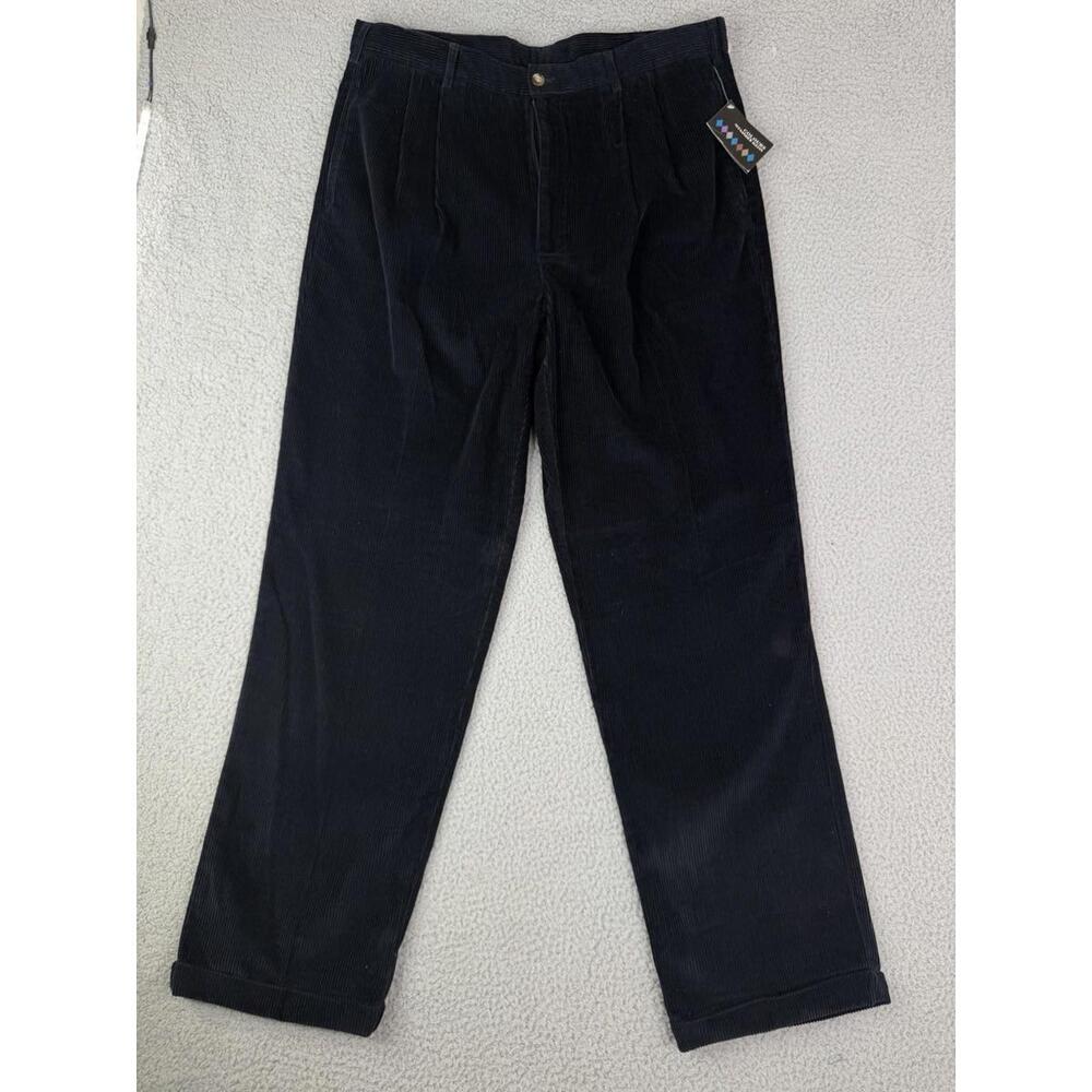 Vintage Pleated Corduroy Colours Alexander Julian Navy Blue 100% Cotton 38x32